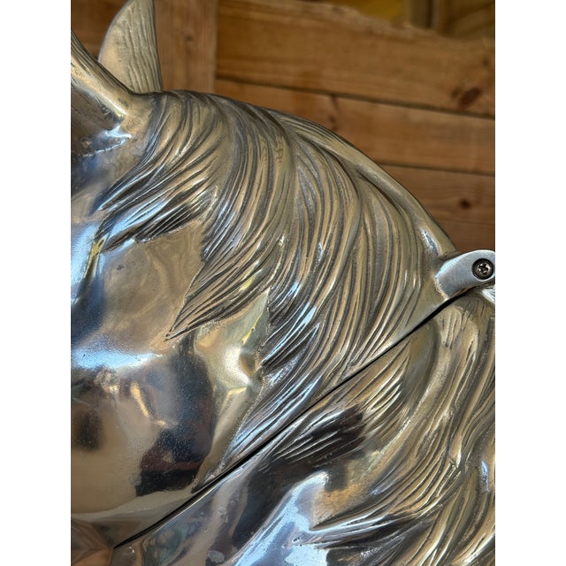 Metal Arthur Court Equestrian Horse Head Ice Bucket or Wine Chiller For Sale - Image 7 of 12