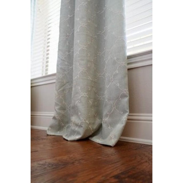 Two-Story Dramatic Floor-to-Ceiling Embroidered Drapery Panels For Sale In Houston - Image 6 of 9