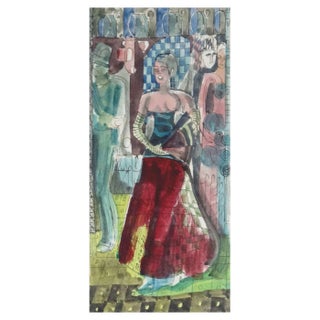 Adolfs Zardins, Archaic Dancer, 1933, Mixed Media on Paper For Sale