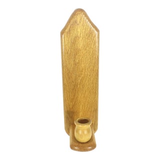 Mid Century Modern Wood Single Arm Sconce Wall Candle Holder For Sale