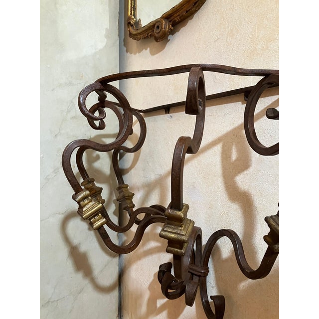 19th Century Italian Wrought Iron Wall Brackets, Set of 2 For Sale - Image 10 of 13