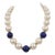 Vintage Circa 1992 Signed Napier Mabe Faux-Pearl & Lapis Necklace For Sale