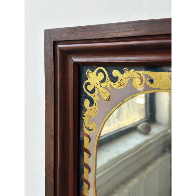Antique Reverse Painted Glass Mat Framed Mirror, Circa Early 20th Century For Sale - Image 9 of 18