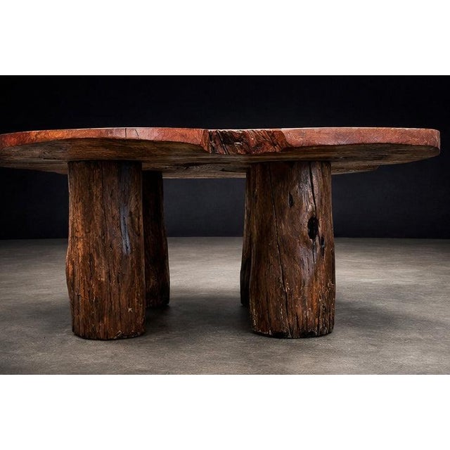 1970s Set of Six Sculptural “Denúncia” Stools in Solid Reclaimed Wood, Brazil, 1970s For Sale - Image 5 of 14