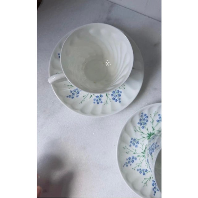 1990s Lomonosov Bone China Porcelain LFZ Coffee Tea Cup Saucer Set of 6 For Sale - Image 9 of 13