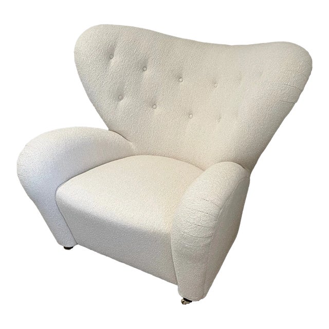 Flemming Lassen Tired Man Lounge Chair by Audo Copenhagen in Boucle For Sale