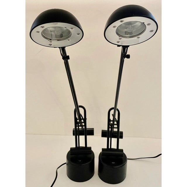 Pair Black Postmodern Table Lamps For Sale - Image 4 of 9