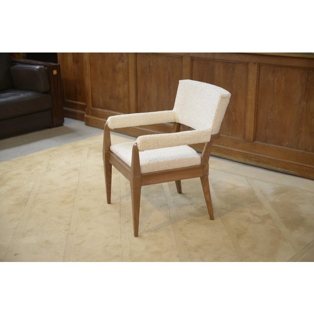 Vintage Art Deco Lounge Chair in Ash and Ecru Boucle Fabric by Pierre Gouffé, 1940s For Sale - Image 14 of 14