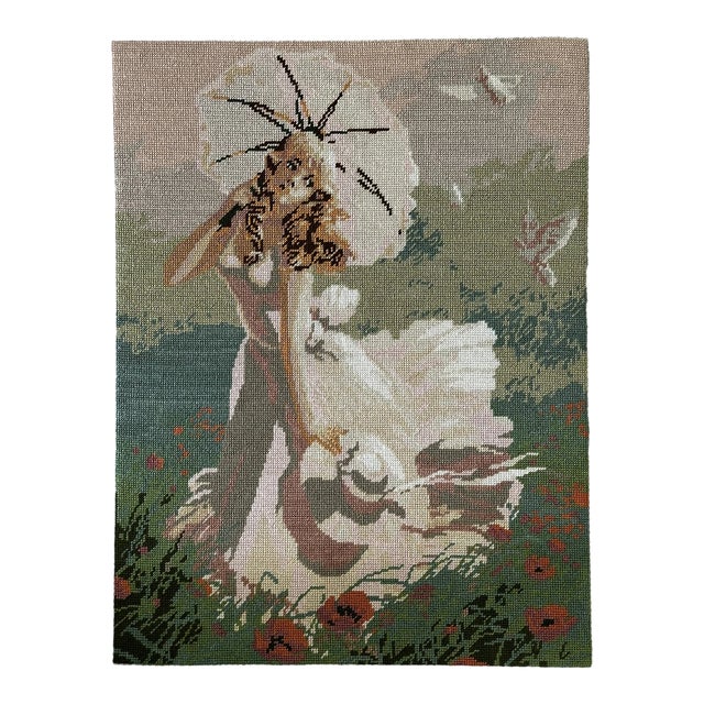 Finished “Angelique” Needlepoint (Unframed). For Sale