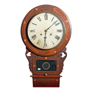 19th Century Rosewood Drop Dial Inlaid Wall Clock