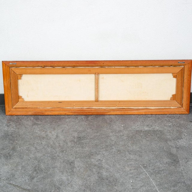 Mid Century Modern Painting Art Abstract Landscape Frame Cityscape Abstract MCM For Sale - Image 4 of 12