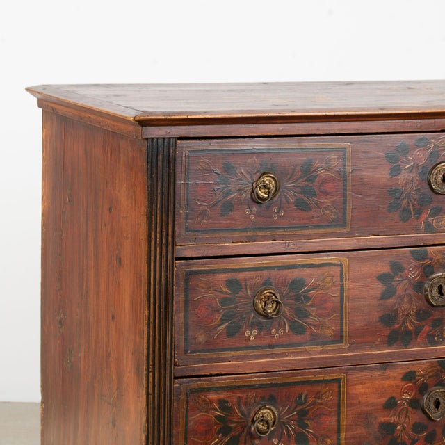 Hungarian Original Hand-Painted Pine Chest of Four Drawers Dated 1865 For Sale - Image 9 of 18