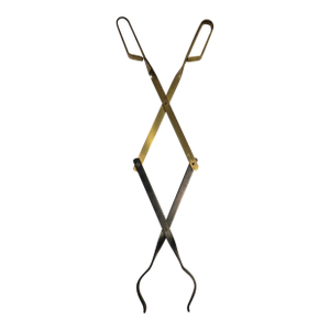 1950s Bennett Company Brass and Iron Fireplace Tongs by Donald Deskey
