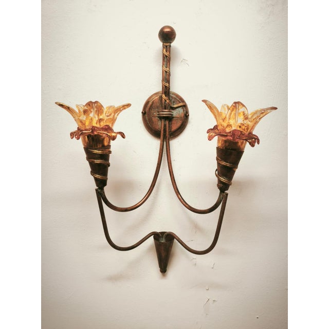 Two-Light Wall Lamp with Murano Glass, 1980s For Sale - Image 10 of 11