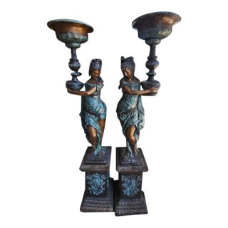 Mid 20th Century Pair of Bronze Sculptures For Sale