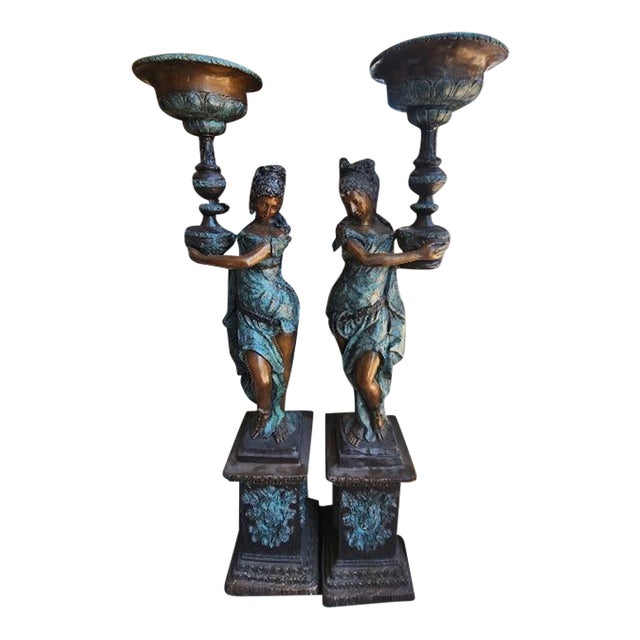 Mid 20th Century Pair of Bronze Sculptures For Sale