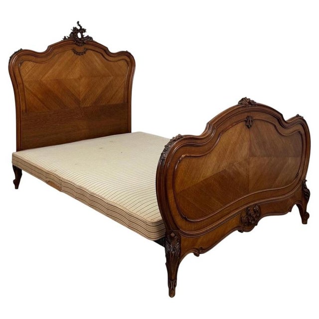 19th Century Antique French Walnut Double Bed, 1800s For Sale - Image 5 of 6