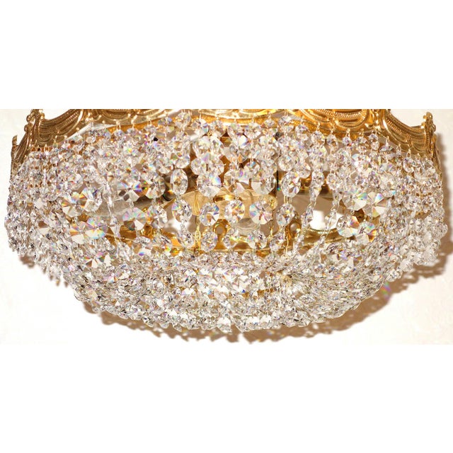 Brass Crystal 24 Karat Gold Plated Five-Light Chandelier, 1970s, in Very Good conditions. Designed 1970 to 1979 I have...