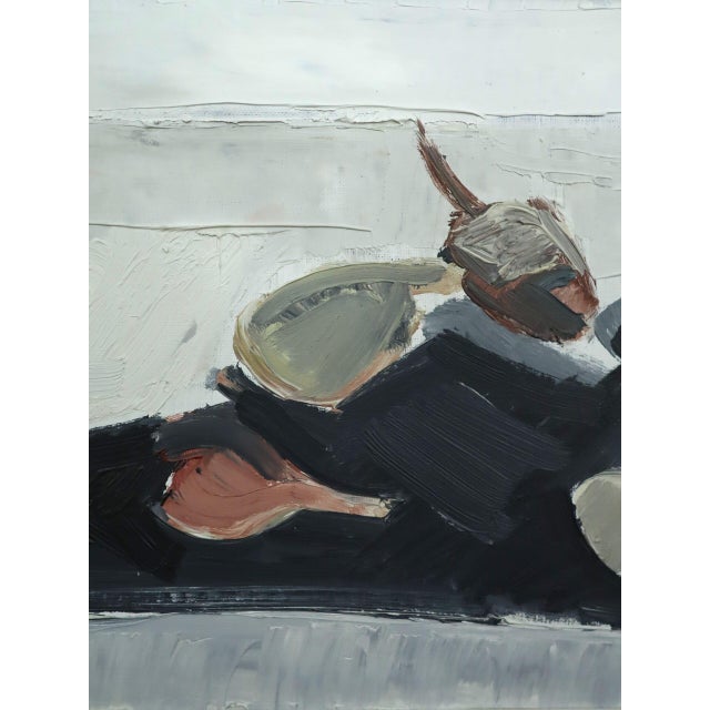 White Mid-Century Modern 'Tabletop Forms' Swedish Original Still Life Oil Painting, Framed For Sale - Image 8 of 11