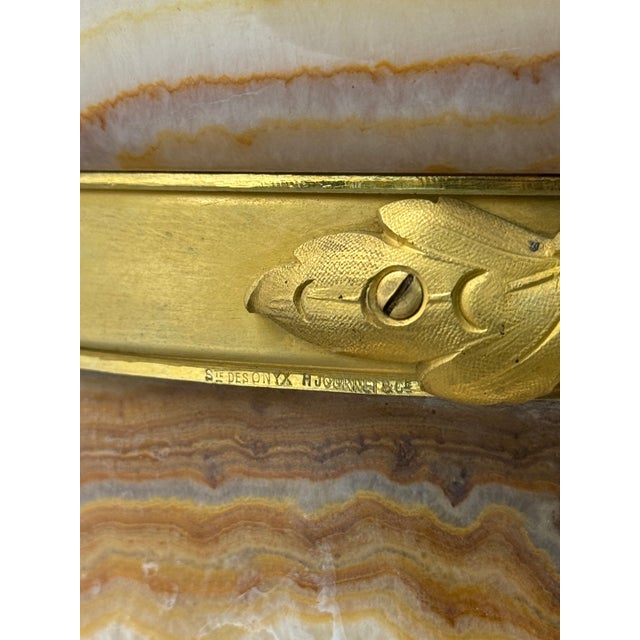 A Pair of Ormolu Mounted Onyx Pedestal Jardinieres by H. Journet For Sale - Image 9 of 9