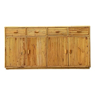Vintage Stacked Rattan Credenza For Sale