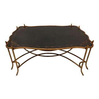 Dennis & Leen Black Chinoiserie Regency Style Faux Bois Coffee Table For Sale