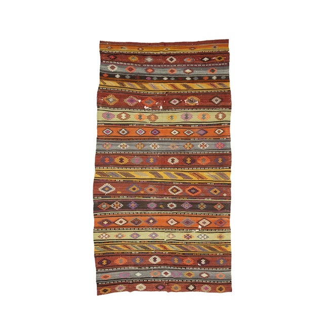 Textile Embroidered Vintage Kilim Rug For Sale - Image 7 of 7