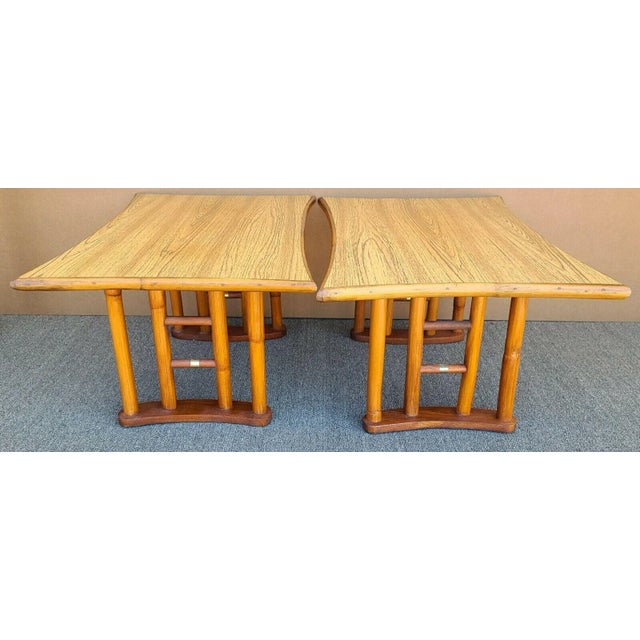 Wood Vintage Bamboo Serving Side Tables - a Pair For Sale - Image 7 of 9
