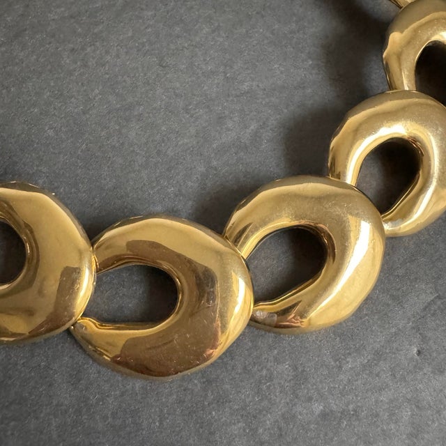 Gold Vintage Chunky Gold Tone Collar Necklace Statement Maximalist Crescent Moon C Link 17" For Sale - Image 8 of 10