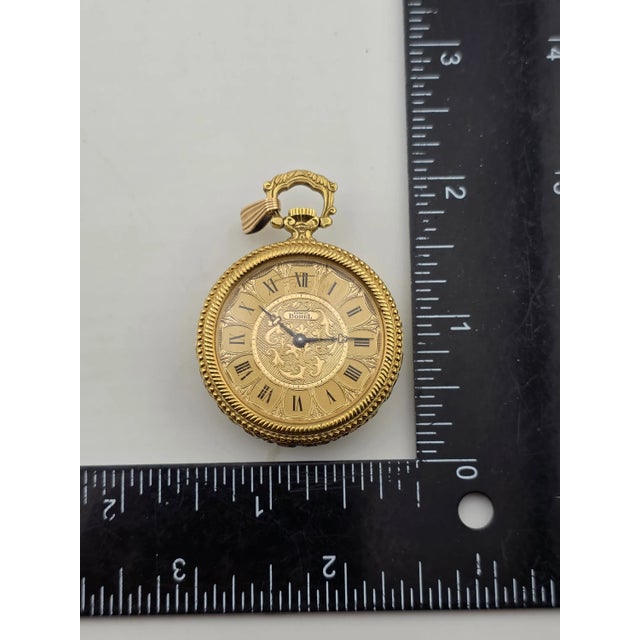Rare Vintage Ornate "Ernest Borel" 17 Jewel Gold Plated Pendant Watch Works For Sale - Image 15 of 16