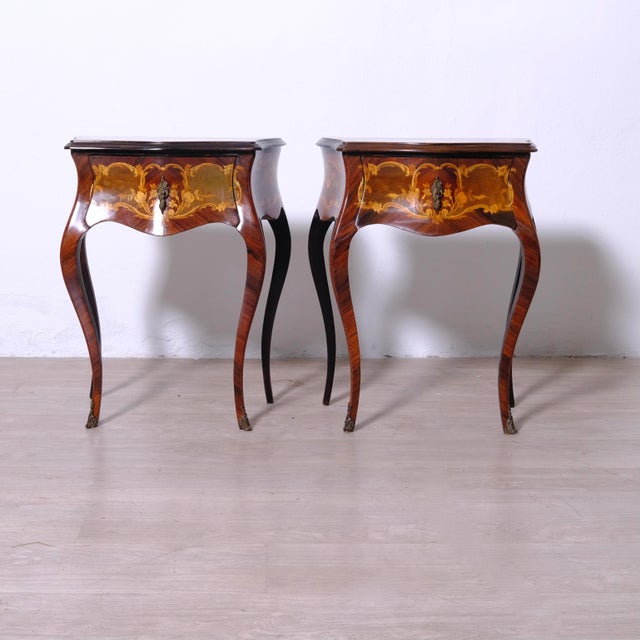 Louis XV Style Bedside Tables, 1950s, Set of 2 For Sale - Image 3 of 18