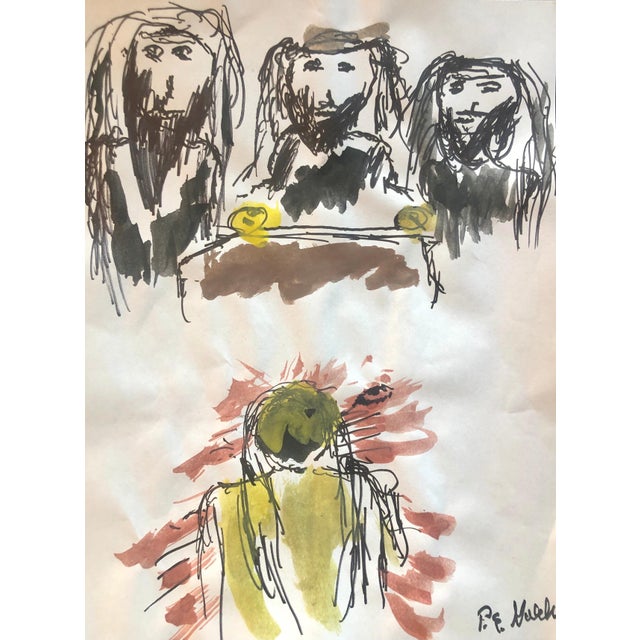 Early 21st Century Peter Emanuel Goldman, Modernist Watercolor Painting Peter Goldman Judaica Filmmaker Neo Expressionist, 2020 For Sale - Image 5 of 5