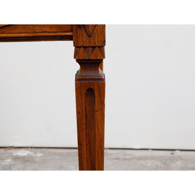 French Neoclassical Style 19th Century Wooden Table with Grey Veined Marble Top For Sale - Image 12 of 12