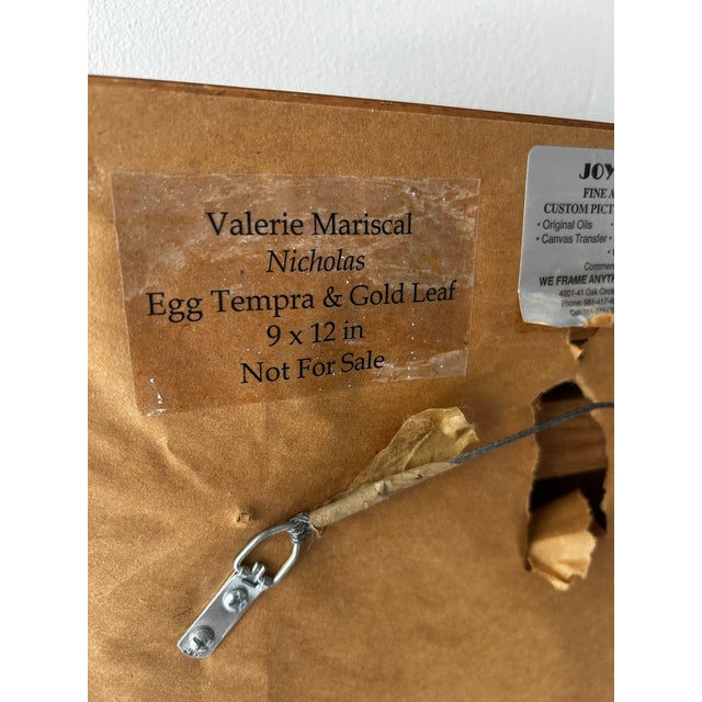 Late 20th Century Egg Tempera & Gold Leaf Painting on Wood “Nicholas” by Valeria Mariscal For Sale - Image 9 of 9