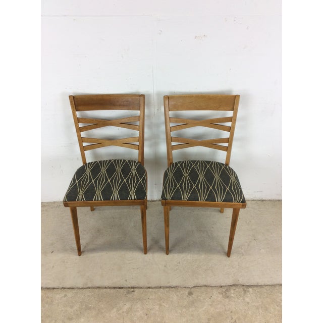 Pair of Mid Century Modern Dining Chairs by Heywood Wakefield With Newer Upholstery For Sale - Image 11 of 12