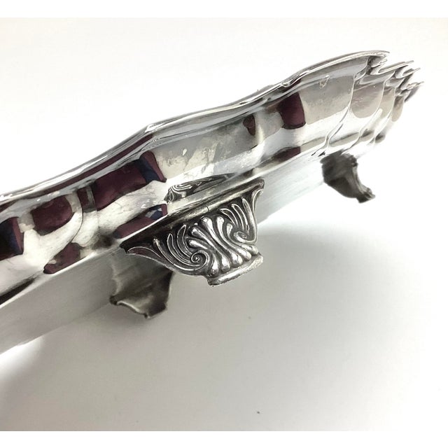 Mid 20th Century Vintage F B Rogers Silver Plated Oval Footed Tray For Sale - Image 5 of 8