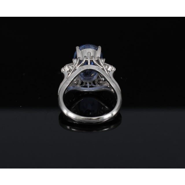 Late 20th Century Fine 9.91ct Gia Ceylon No Heat Sapphire 0.74ct Diamond Platinum Ring Size 6.25 For Sale - Image 15 of 18