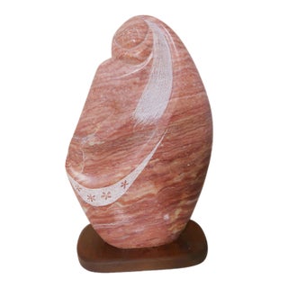 Late 20th Century Beautiful Signed Red Alabaster Sculpture "Navajo Woman" by Noted American Indian Artist Randall Beyale. For Sale
