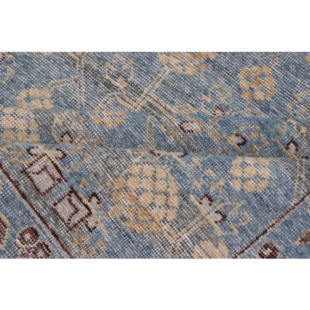 Modern Large Khotan Rug by Keivan Woven Arts in Blue and Ivory 11'9 X 14'9 For Sale - Image 16 of 17