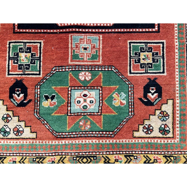 Red Hand-Knotted Kazak Sevan Star Triple Medallion Tribal Rug - 5'0" X 3'10" For Sale - Image 8 of 12