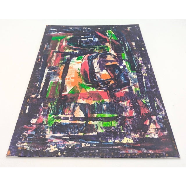 Abstract 1973 Abstract Expressionist Oil Painting on Canvas Board, Unframed For Sale - Image 3 of 7
