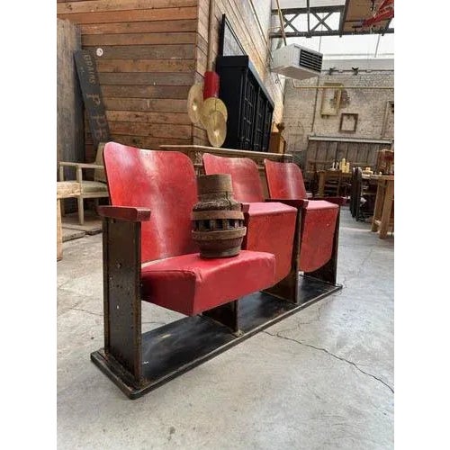 Cinema Seat Bench, 1950s For Sale - Image 3 of 11