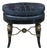 Mid Century Regency Style Ebonized Gold Painted Upholstered Stool Pouf Bench For Sale