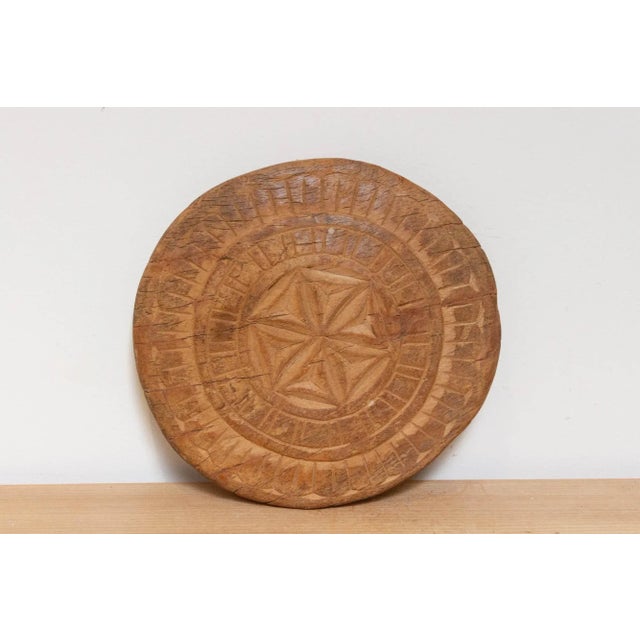 Rustic Rustic Carved Light Brown Plate For Sale - Image 3 of 6