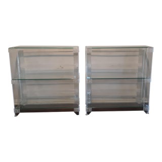 Vintage Lucite and Glass Bookcases - a Pair For Sale