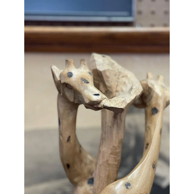 Wood Vintage Hand-Carved Giraffe Wooden Sculpture For Sale - Image 7 of 8