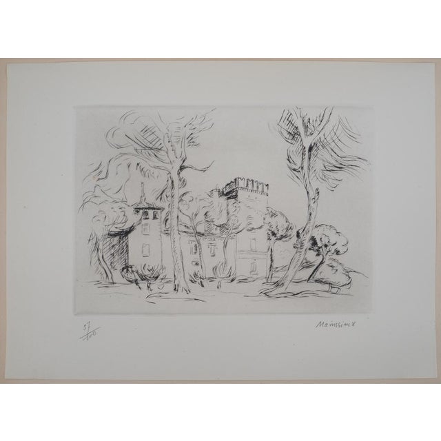 Lucien MAINSSIEUX (after) Old Roman castle, 1949 Drypoint engraving Signed in pencil by the artist Numbered out of 37/100...