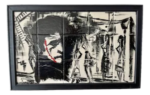 Jack the Ripper in Whitechapel, 1969, Ceramic Composition, Framed