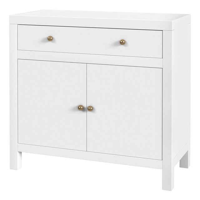Nora 31 in. W Wood 1 Drawer 2 Door Accent Storage Cabinet, White For Sale