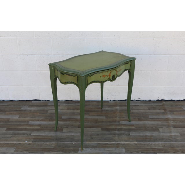 1950s French Provincial Hand-Painted Writing Table / Vanity Desk For Sale - Image 11 of 18